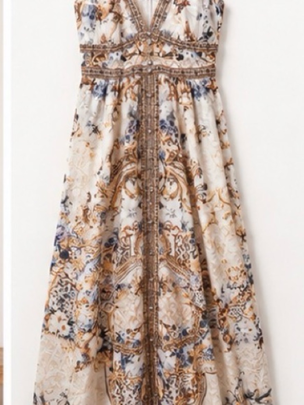 Boho Paisley Floral Maxi Dress Sleeveless Smocked Back Lined Size Medium NWOT - Picture 2 of 6